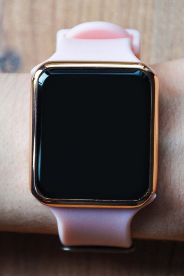 Rose Kasa Pembe Silikon Kordonlu Led Dokunmatik Kadın Kol Saati Su-562-001 - Resim 2