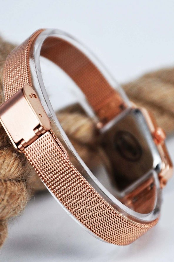 Vintage Bayan Kol Saati Rose Renk Ayarlanabilir Hasır Kordonlu Sade Su-498 - Resim 2