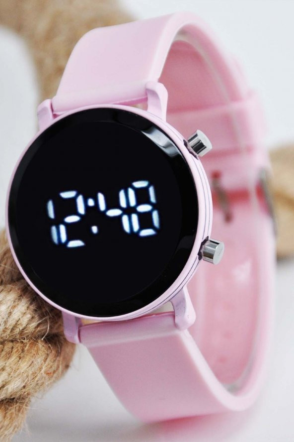 8-16 Yaş Pembe Renk Led Tuşlu Kız Çocuk Kol Saati - 2