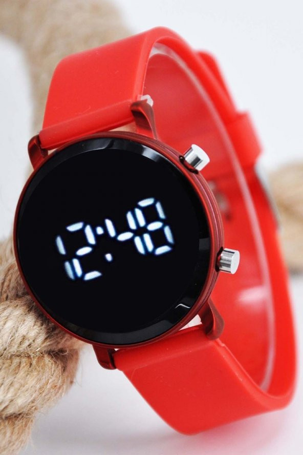 7-16 Yaş Kız Çocuk Kol Saati Kırmızı Renk Sade Ve Şık - Resim 2