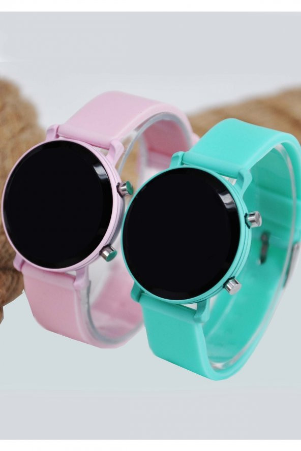 Mint Ve Pembe Renk Şirin Tasarım Iki Adet Genç Kız Çocuk Kol Saati Su-479 - 2