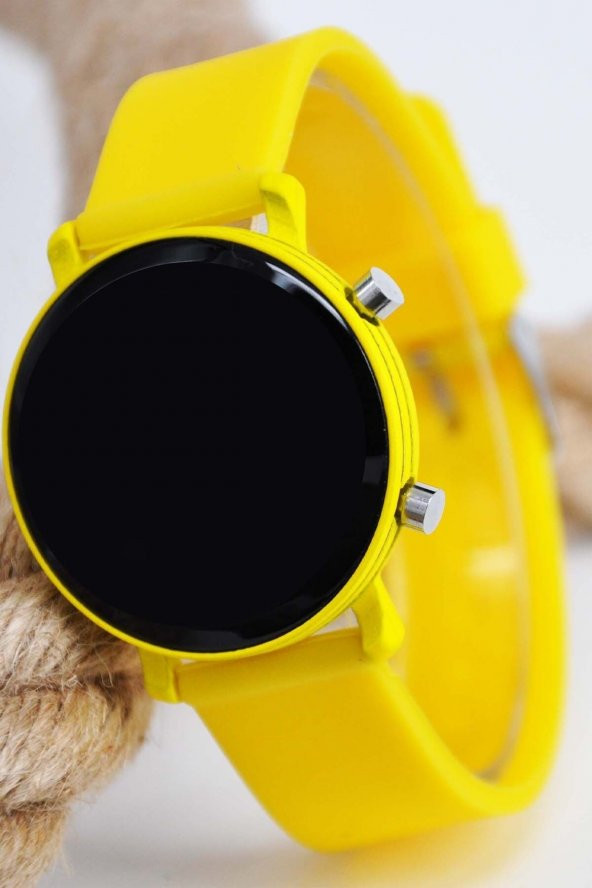 Sarı Renk Silikon Kordonlu Led Kadın Kol Saati Su-475 ürün görseli 1