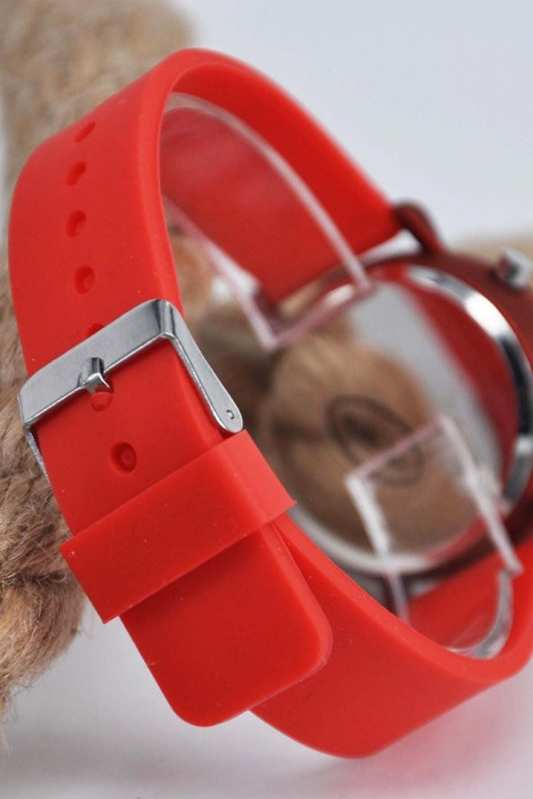 Kırmızı Renk Silikon Kordonlu Led  Kol Saat - Resim 3