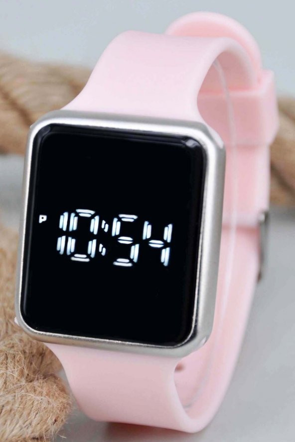 Pembe Silikon Kordonlu Dokunmatik Genç Kız Kadın Kol Saati Su-122-001