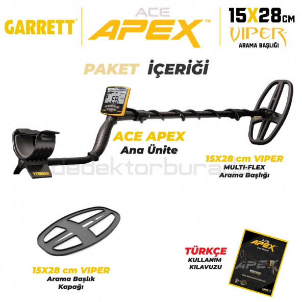 Garrett Ace Apex Basic Dedektör Viper Başlıklı (15x28cm) - 2