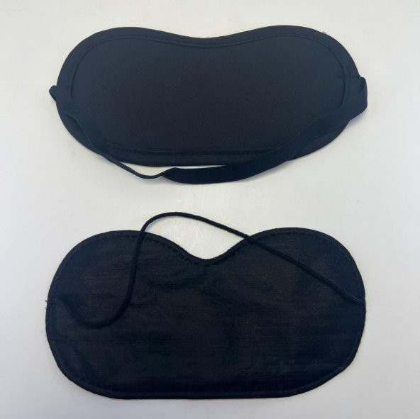 10 Adet Yıkanabilir Siyah 3 Katlı 8 mm Uyku Maskesi Göz Bandı Kalın Lastikli Uyku Bandı - 6