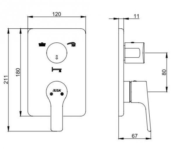 Eca Luna Ankastre Banyo Bataryası 2 Parça Set / 3 Yollu (102167306-K+102166301) - 3