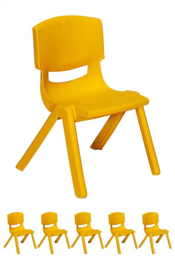 Sandalie Junior 6 Adet Ergonomik Konforlu Anaokulu Kreş Çocuk Sandalyesi - Sarı