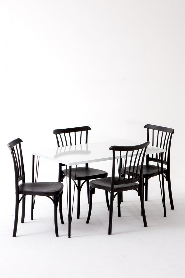 Sandalie Nero Beyaz Masa 75X110 Cm Violet Siyah Sandalye Mutfak Masa Takımı