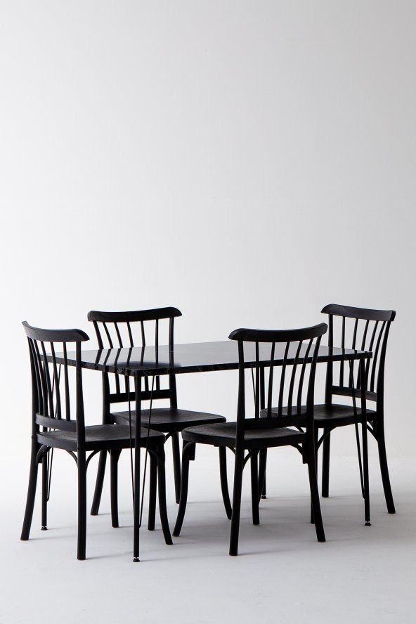 Sandalie Nero Siyah Masa 75X110 Cm Violet Siyah Sandalye Mutfak Masa Takımı ürün görseli