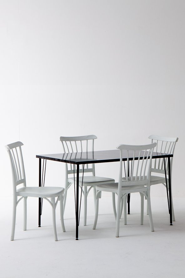 Sandalie Nero Siyah Masa 75X110 Cm Violet Beyaz Sandalye Mutfak Masa Takımı ürün görseli