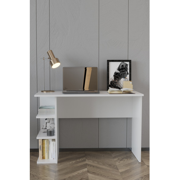 Sandalie Aris 50X113 Cm Çalışma Masası Bilgisayar Masası Ofis Ders Yemek Masası Beyaz