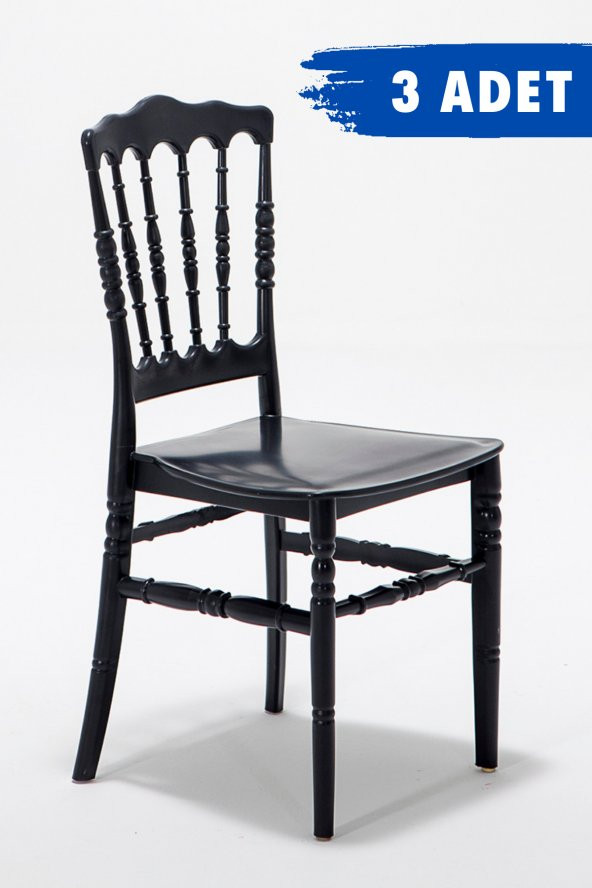 Sandalie 3 Adet Miray Siyah Pratik Sandalye / Balkon-Bahçe-Mutfak