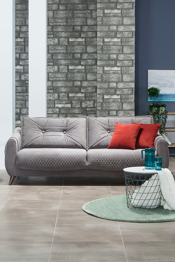 Sandalie Olivya Üçlü Salon&Oturma Odası Kanepe - Gri