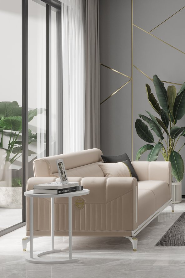 Sandalie Bella Gold Üçlü Salon&Oturma Odası Kanepe - Krem - 2