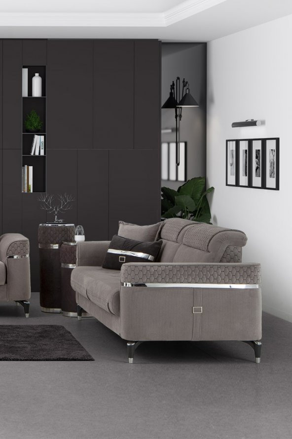 Sandalie Veyron Üçlü Salon&Oturma Odası Kanepe - Antrasit - 2