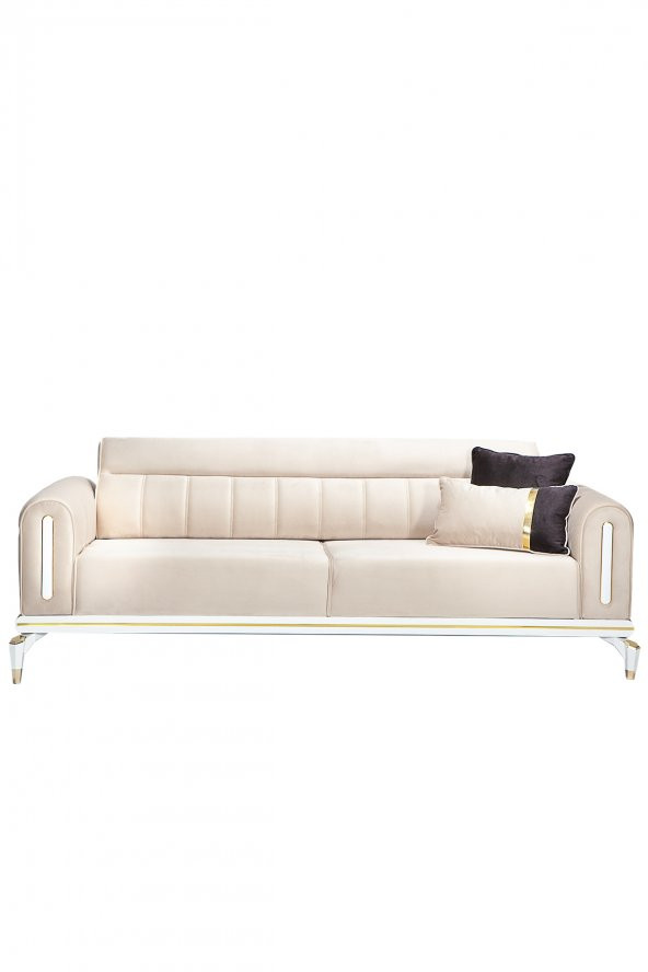 Sandalie Bella Gold Üçlü Salon&Oturma Odası Kanepe - Krem - 3