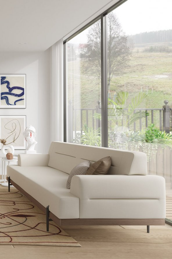 Sandalie Linen Üçlü Salon&Oturma Odası Kanepe - Krem - 2