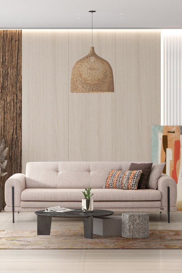 Sandalie Salda Üçlü Salon&Oturma Odası Kanepe - Krem