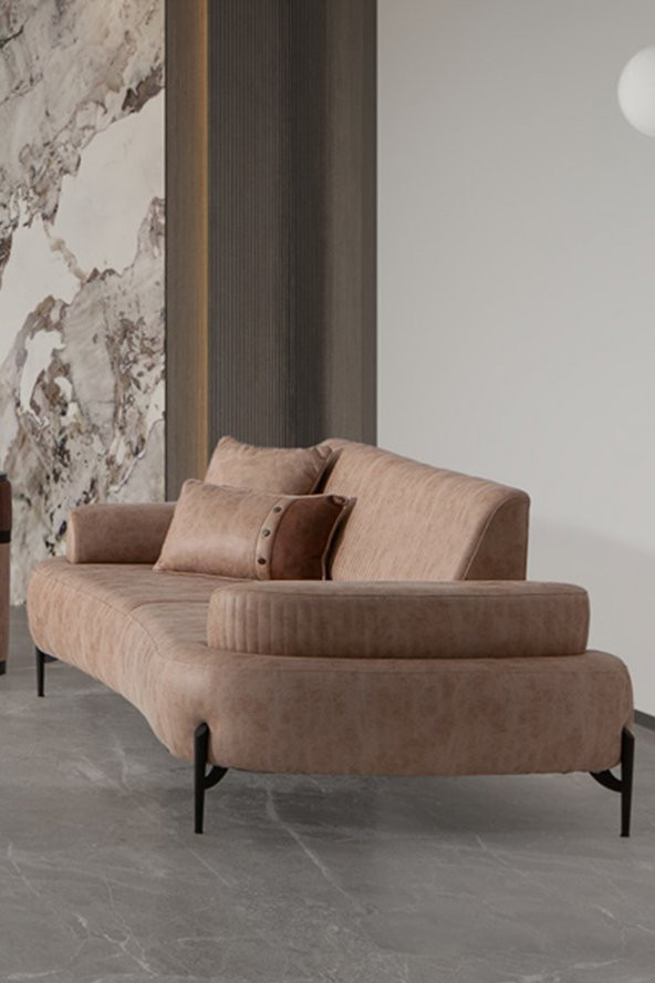 Sandalie Cross Üçlü Salon&Oturma Odası Kanepe - Krem - 2