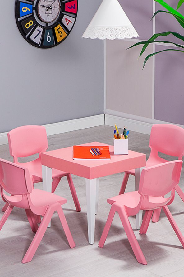 Sandalie Junior Kare Ergonomik Konforlu Anaokulu Kreş Çocuk Masası - Pembe - 2