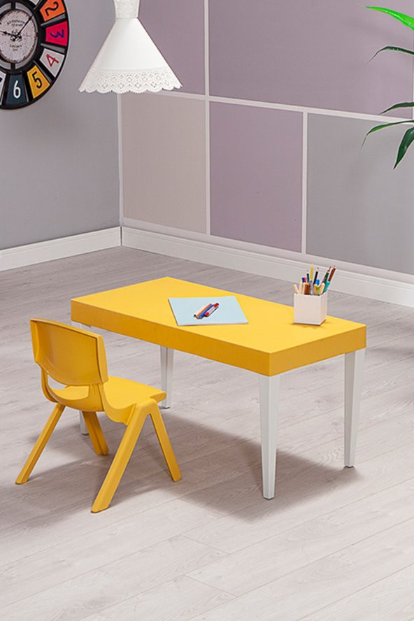 Sandalie Junior Dikdörtgen Ergonomik Konforlu Anaokulu Kreş Çocuk Masası - Sarı - 2