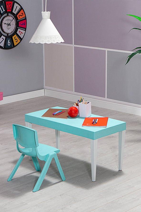 Sandalie Junior Dikdörtgen Ergonomik Konforlu Anaokulu Kreş Çocuk Masası - Turkuaz - 2