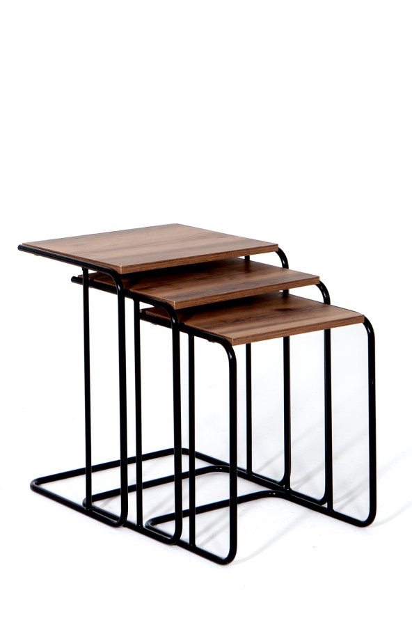 Sandalie Oscar Salon&Oturma Odası Zigon Sehpa Takımı - Ceviz&Siyah ürün görseli