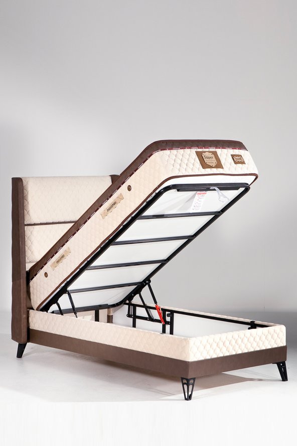 Sandalie Süper Ortopedik Lüx 90X190 Yatak Baza Başlık Seti - Kahve - 2