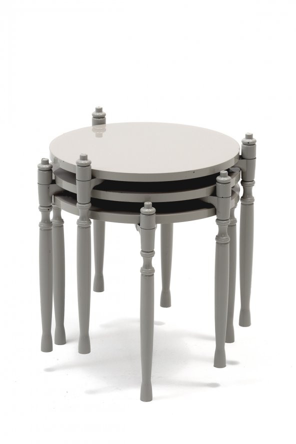 Sandalie Puzzle Salon&Oturma Odası Yuvarlak Zigon Sehpa Takımı - Gri ürün görseli