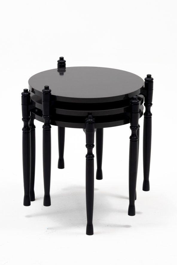 Sandalie Puzzle Salon&Oturma Odası Yuvarlak Zigon Sehpa Takımı - Siyah ürün görseli