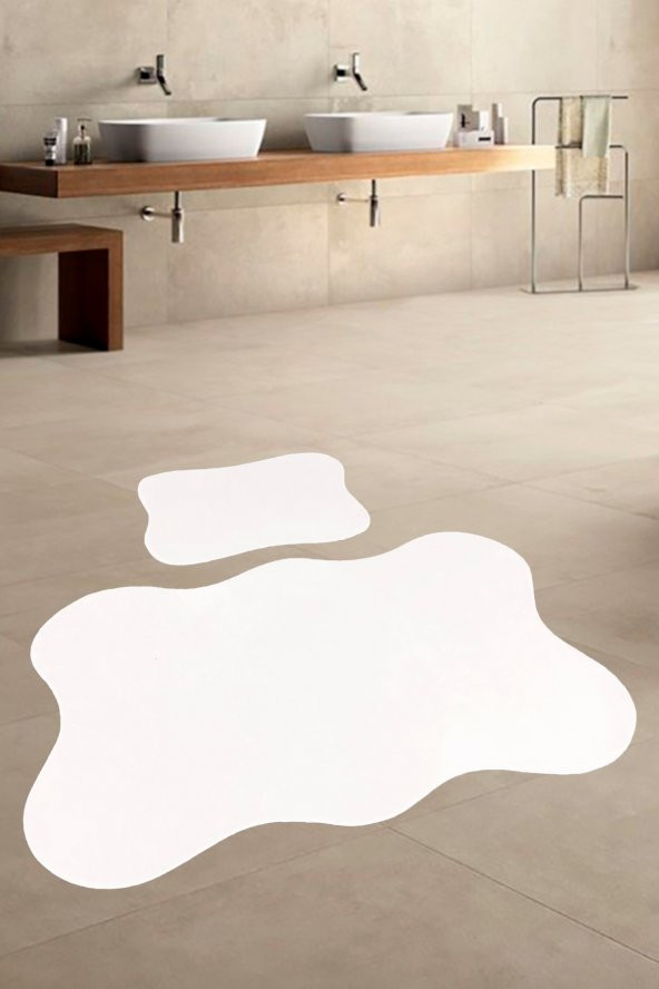Anatolia 2li Krem 80x140 + 50x70 cm Büyük Ebat Banyo Paspası Seti Kaymaz Tabanlı Klozet Takımı