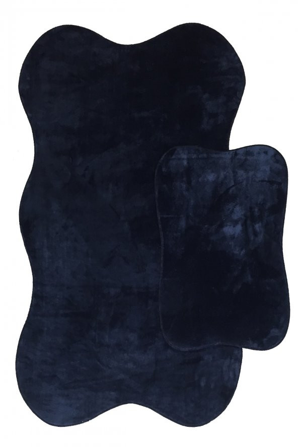 Anatolia 2li Lacivert 80x140 + 50x70 cm Büyük Ebat Banyo Paspası Seti Kaymaz Tabanlı Klozet Takımı - 3