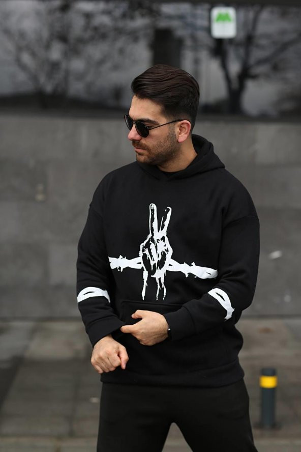 El Baskılı Oversize Unisex Sweatshirt