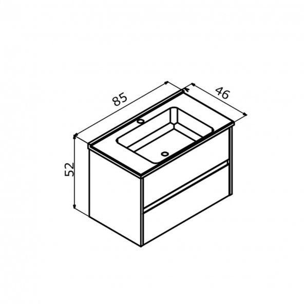 Orka Side 85 cm MDF Çekmeceli Beyaz Banyo Dolabı Alt Modül Lavabo - 4