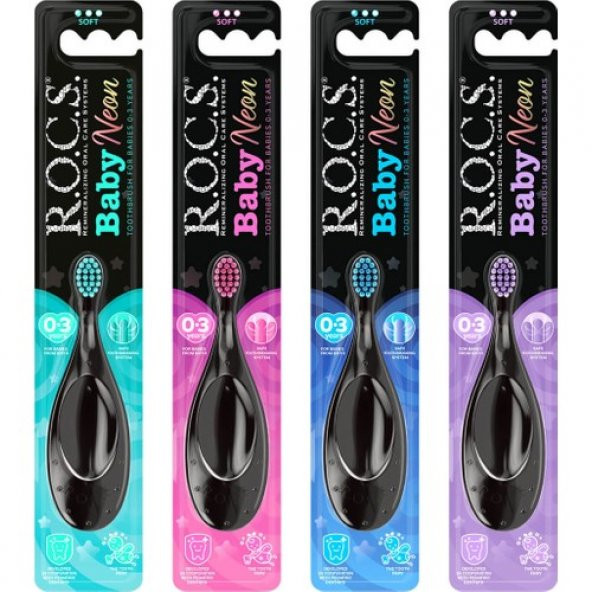 Rocs Neon 0-3 Yaş Bebek Diş Fırçası (Yumuşak) Yeşil - 2