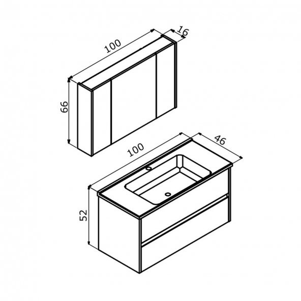 Orka Side 100 cm Çekmeceli Beyaz Banyo Dolabı Takımı - 3
