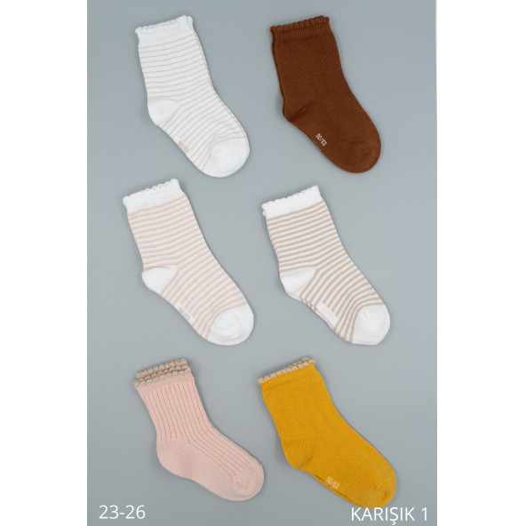 Hitra Tekstil 6lı Dikişsiz Organik BebekÇocuk Çorap