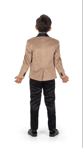 Kadife Ceketli Yelekli Erkek Çocuk Takım Elbise MNK0550 - 5