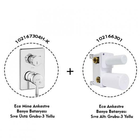 Eca Mina Ankastre Banyo Bataryası 2 Parça Set / 3 Yollu (102167304H-K+102166301) - 2