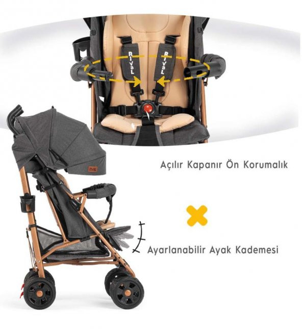 Rival Rv111 Sweet Tam Yatar Hafif Baston Bebek Arabası - Baston Puset Bordo - 5