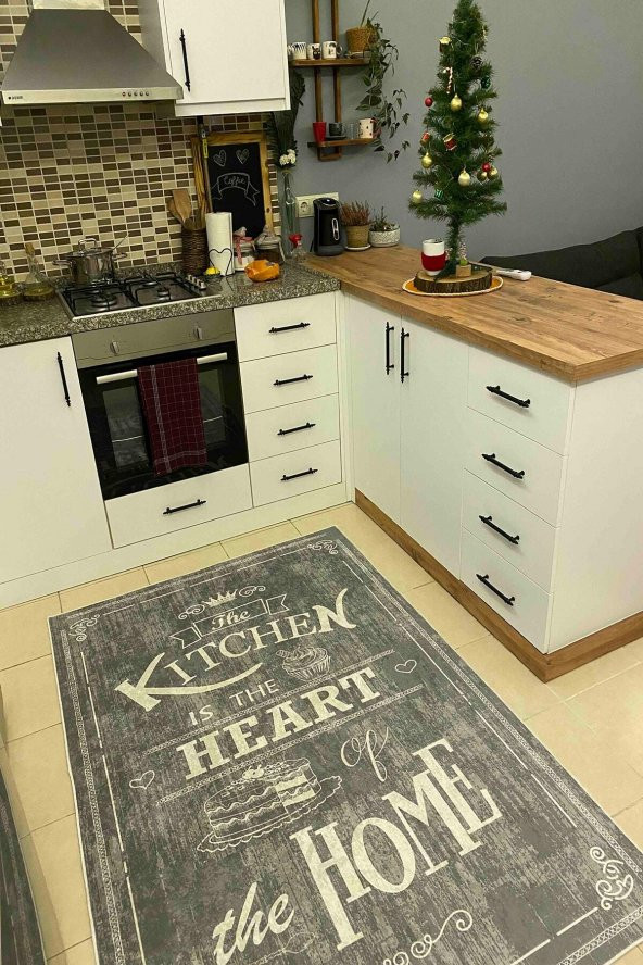 Kaymaz Taban Dijital Baskılı Makinede Yıkanabilir Mutfak Halısı Kitchen