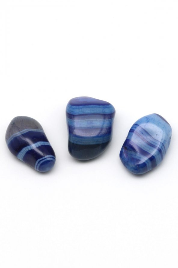 Mavi Akik Doğal Taş Tamburlanmış Parça - Tımbıl - 2