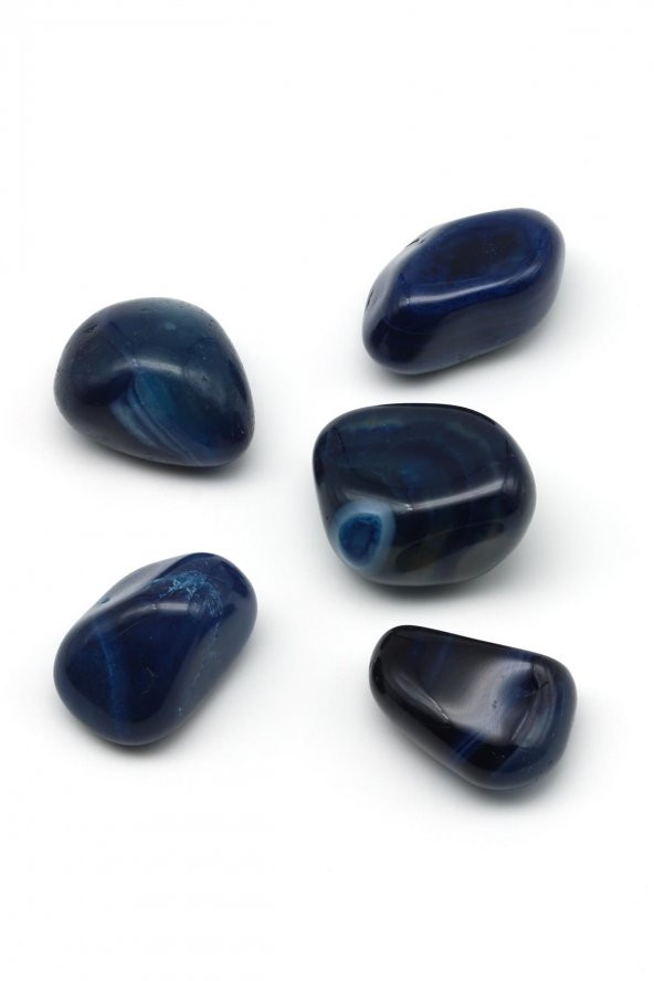Lacivert Akik Doğal Taş Tamburlanmış Parça - Tımbıl