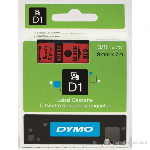 Dymo D1 Şerit 9 MM x 7 Metre Kırmızı/Siyah D1 Yedek Şerit