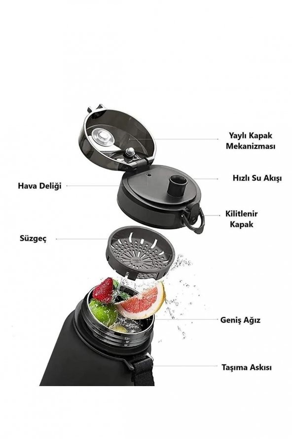 Uzspace Matara 1000 ML Tritan Su Matarası (Karışık Renk 1 Adet) - 2