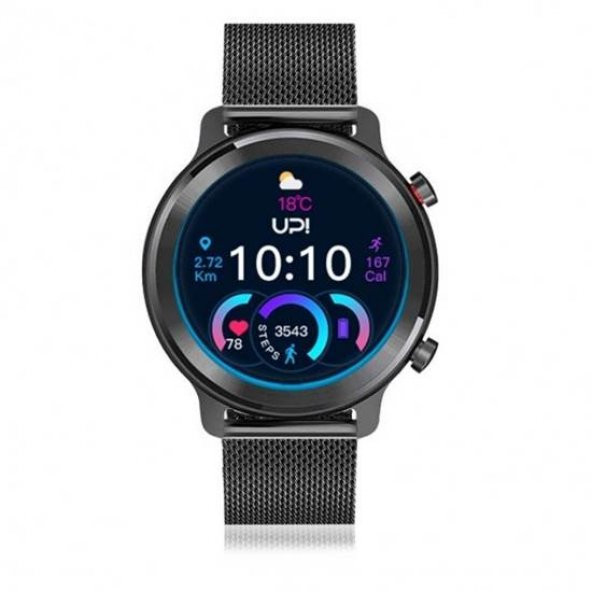 UPWATCH UPSMART SLIM BLACK STEEL UNİSEX KOL SAATİ