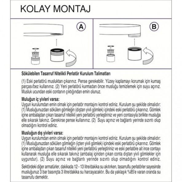 Universal Su Tasarruf Kartuşu - 5 Litre/Dakika (Tüm Musluklara Uyumlu) - 2