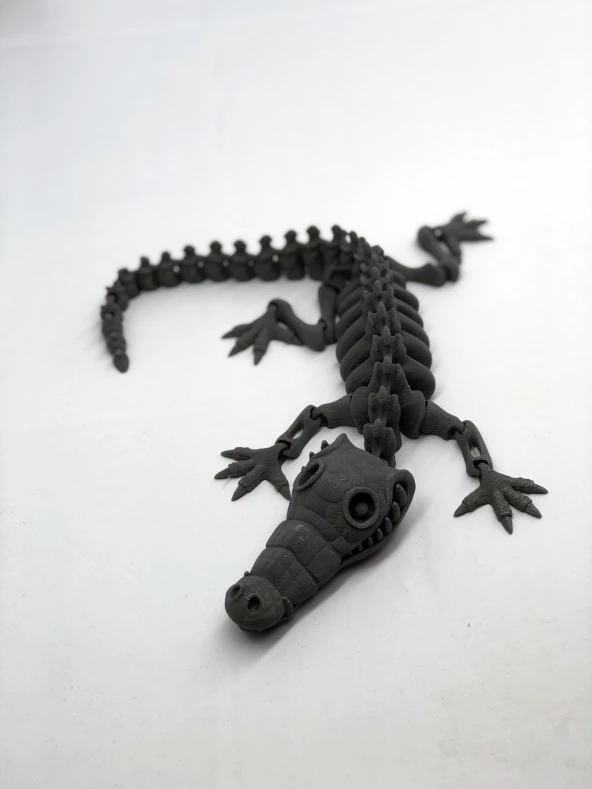 3D Hareketli İskelet Timsah Figürlü Oyuncak - Gri - 6
