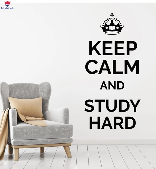 Oturma Odası, Ofis, Dükkan Duvar Sticker Sakin Olun ve Sert İfade Alıntı Çıkartmaları Çalışın ürün görseli 1